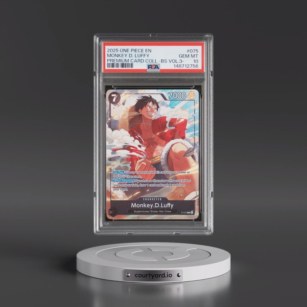 2025 One Piece Premium Card Collection -Best Selection Vol.3 #075 Monkey D. Luffy (PSA 10 GEM MINT)